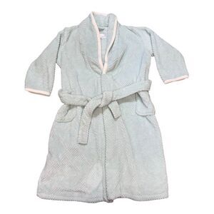 Oscar De La Renta Pink Label Womens XL Bathrobe Soft Plush Mint Green Chevron